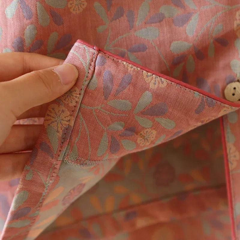 2025 Spring/Summer New Women's Pajama Set 100% Cotton Short Sleeve+Capris Two Piece Set for Large Flower Thin Home Furnishing