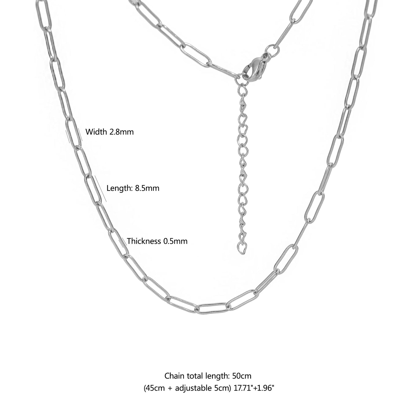 5pcs 45+5cm plated Gold Stainless Steel Link Chains Oval Bulk Necklaces Jewelry Adjustable Chains Wholesale Chokers DIY Crafts Badiee Stylez