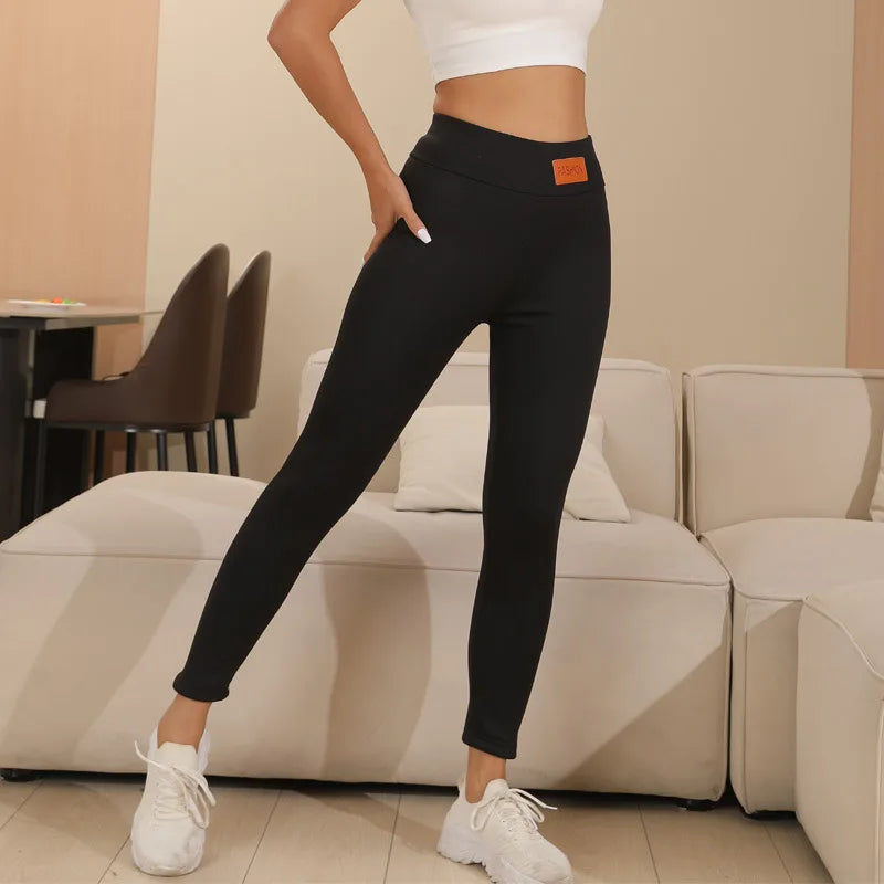 Women Lamb Fleece Leggings Seamless High Waist Thermal Winter Warm Tights Solid Stretchy Casual Pants Female Streetwear Jogger