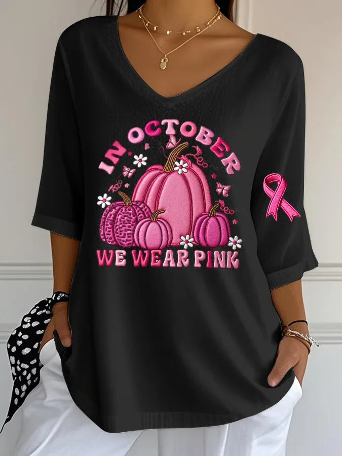 Women's Halloween Graphic Print T-Shirt Pink Ribbon Witch Halloween Costume T-Shirt Gifts Women Fashion Gothic Aesthetic Clothes