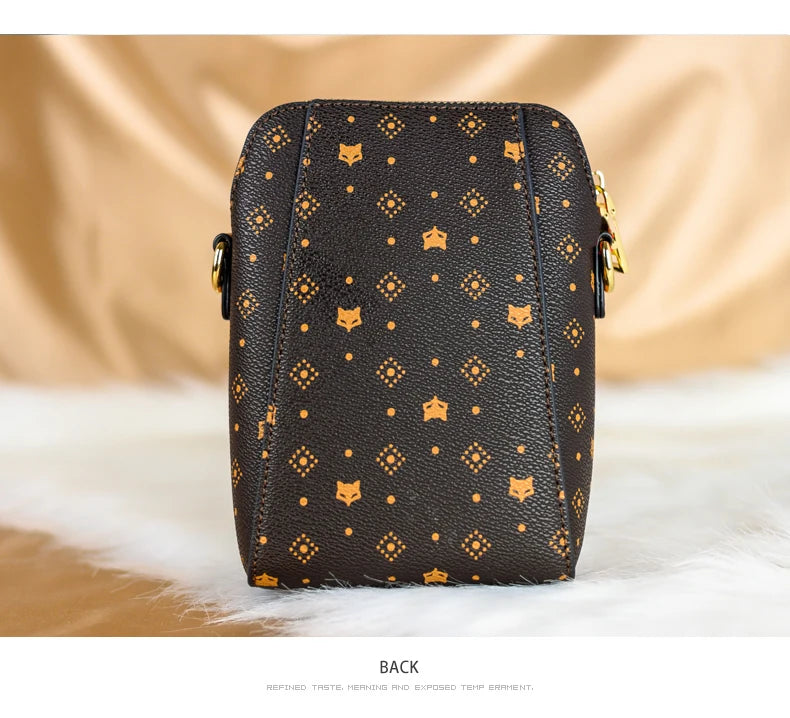 FOXER Woman Small Monogram Cellphone Bag Vintage Shoulder Bag Girl Mini Crossbody Bag PVC Lady Messenger Bag Gift for Wife,Lover