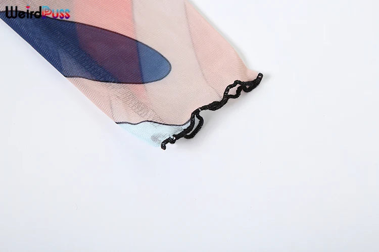 Weird Puss Sexy Colorful Print Jumpsuit Women Zip Y2K Full Sleeve O-Neck Turtleneck Autumn Trend Skinny Stretch Workout Overalls Badiee Stylez