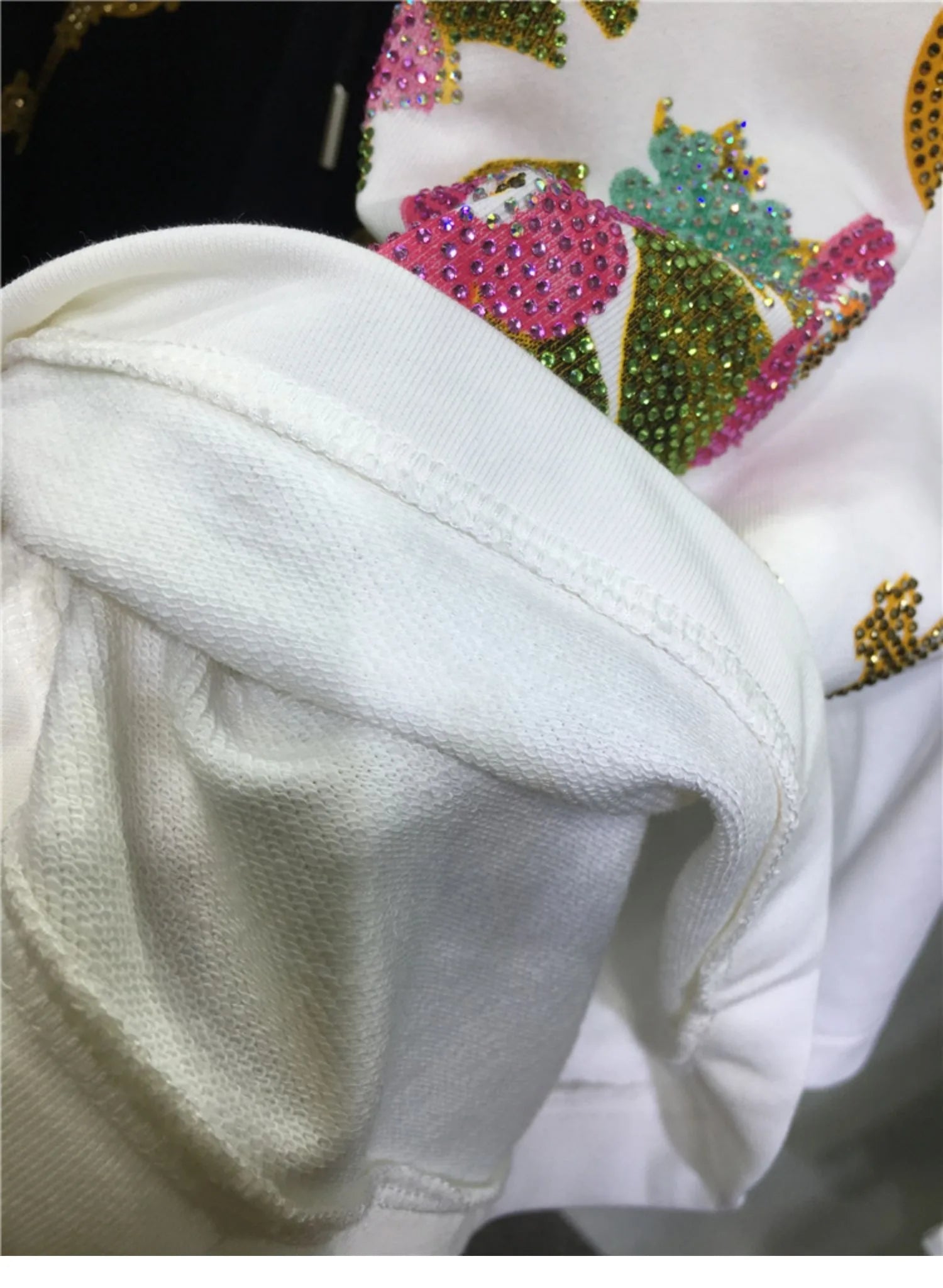 Oversized rhinestone diamond high-waisted black adjustable waist wide leg slacks Women's shorts