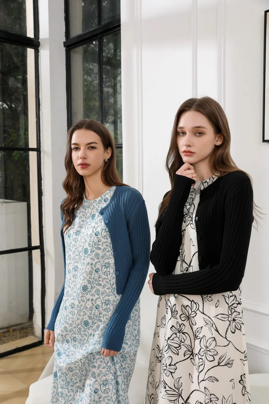 AS 2025 spring summer linen shirt + dress collection high quality print linen and knitting cardigan woman outfit