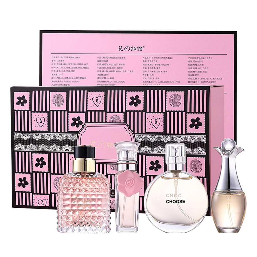 Brand Gift Box 4Pcs Set Perfume Women Parfum Femme 100ml Fresh Natural Floral Scent Spray Feminino Perfumes De Mujer Originales Badiee Stylez