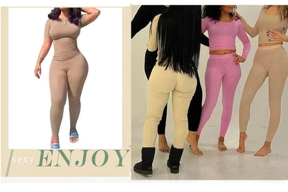 Lounge Wear Ribbed Casual 2 Piece Summer Shorts Set For Women Sleeve Top+Elastic Leggings Outfits