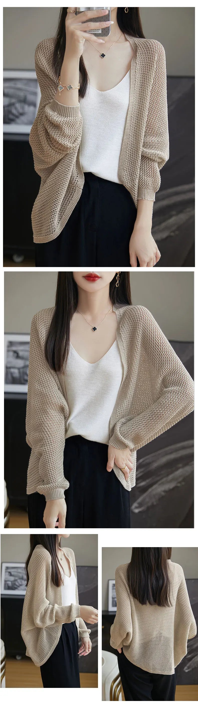 2025 New Hollow Out Loose Knit Cardigan Women Openwork Linen Shawl Summer Kimono Style Unique Cape Shawl Sweater Shrug Top