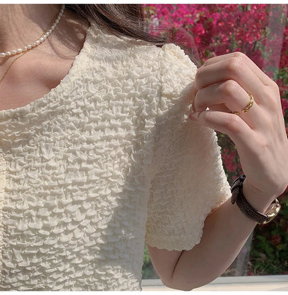 New Summer Short Sleeve O-Neck Women Shirt Sweet White Shirt Blouse Women Tops 2025 Blouses Shirts Blusas Para Mujer Blusa XL183