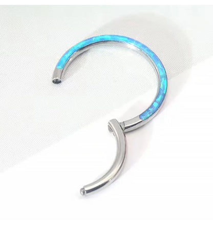 New Titanium Septum Piercing Nose Ring 8-10mm Opal Hinged Segment Clicker Ear Cartilage Earrings Helix Lip Piercing Body Jewelry