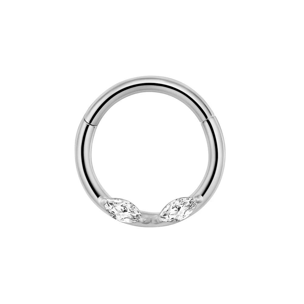 Flower Moon Heart Waterdrop Septum Piercing Daith Conch Tragus Hoop Earring Clicker Segment Nose Ring 316L Surgical Steel 16G F-Silver Color