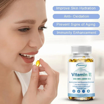Vitamin E Capsules- Brightens Skin, Tightens Skin, Reduce Wrinkles, Anti-aging, Antioxidant