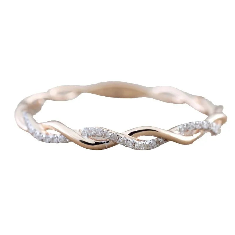 Trendy Twist Rings for Women Wedding Bands Fashion Contracted Design Bridal Rings with Sparkling Cubic Zircon Hot Jewelry