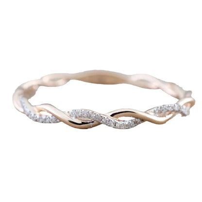 Trendy Twist Rings for Women Wedding Bands Fashion Contracted Design Bridal Rings with Sparkling Cubic Zircon Hot Jewelry