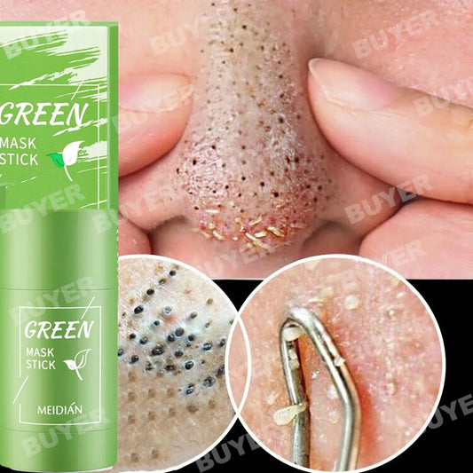 Green Tea Remove Blackhead Solid Mask Dispel Acne Blemish Cleansing Stick Mask Shrink Pores Tighten Whitening Repair Skin Care