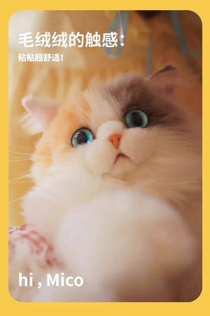 Super Realistic Three Flower Cat Backpack Pure Handmade Cute Cat Plush Doll Shopping Bag Travel Storage Makeup Bag Birthday Gift