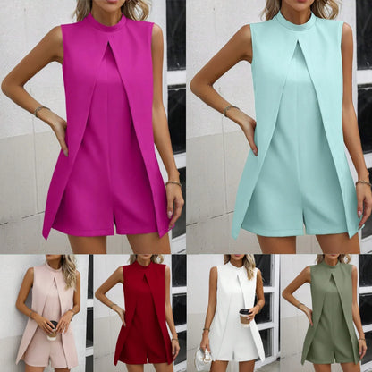 Summer Jumpsuit Women Fashion Solid O Neck Sleeveless Chic Playsuit Elegant Clothes Female Casual Jumpsuits Badiee Stylez