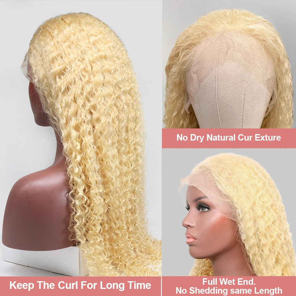 613 Blonde HD Lace Frontal Wig 13x4 13×6 Deep Wave Lace Front Human Hair Wig Colored Curly Wigs Water Wave Wigs For Women ﻿ ﻿ Badiee Stylez