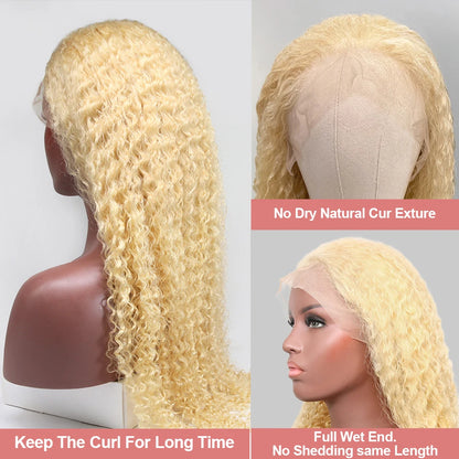 613 Blonde HD Lace Frontal Wig 13x4 13×6 Deep Wave Lace Front Human Hair Wig Colored Curly Wigs Water Wave Wigs For Women ﻿ ﻿ Badiee Stylez