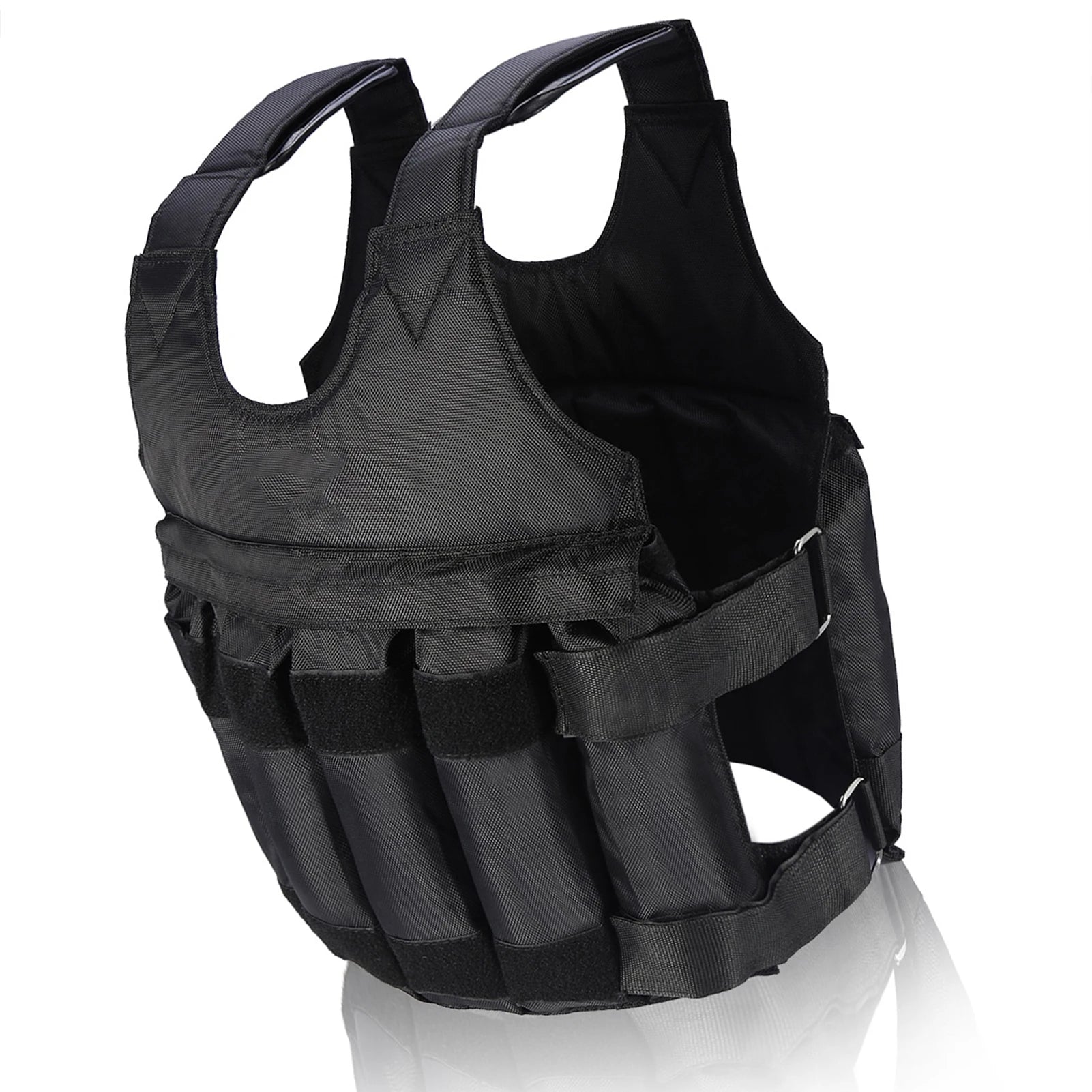 Fitness Weighted Vest with 12 Pouches for Sand or Steel Plates, Made of Durable Oxford Fabric, for Weight Loss and Exercise