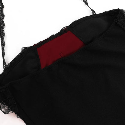 Goth Sexy Lace Corset Crop Tops Camis Y2K Harajuku Aesthetic Black Red Cross Basic Tank Top Summer Women Grunge Emo Streetwear