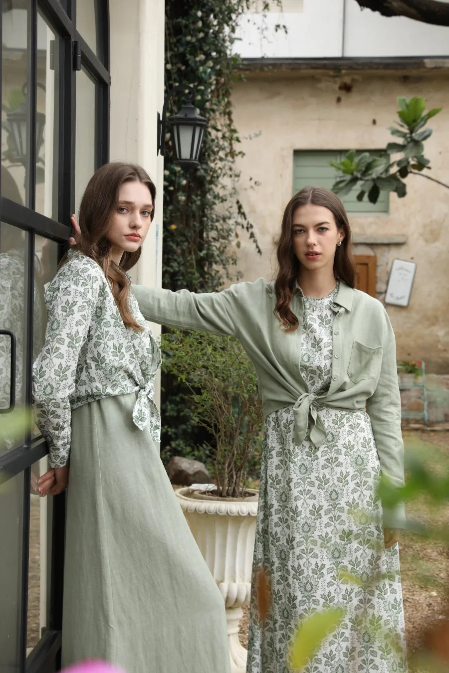 AS 2025 spring summer linen shirt + dress collection high quality print linen and knitting cardigan woman outfit