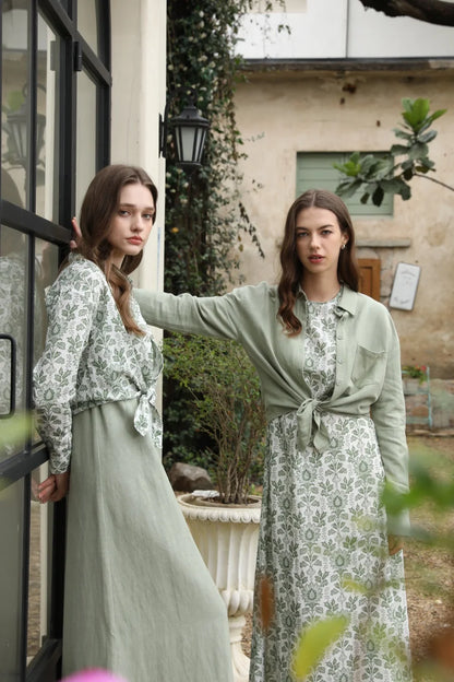 AS 2025 spring summer linen shirt + dress collection high quality print linen and knitting cardigan woman outfit