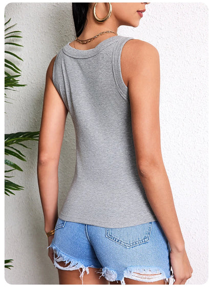 Ladies Four Seasons Solid Color Vest Fashion Joker Young Woman Threaded Camisole plus Size Bottoming Vest