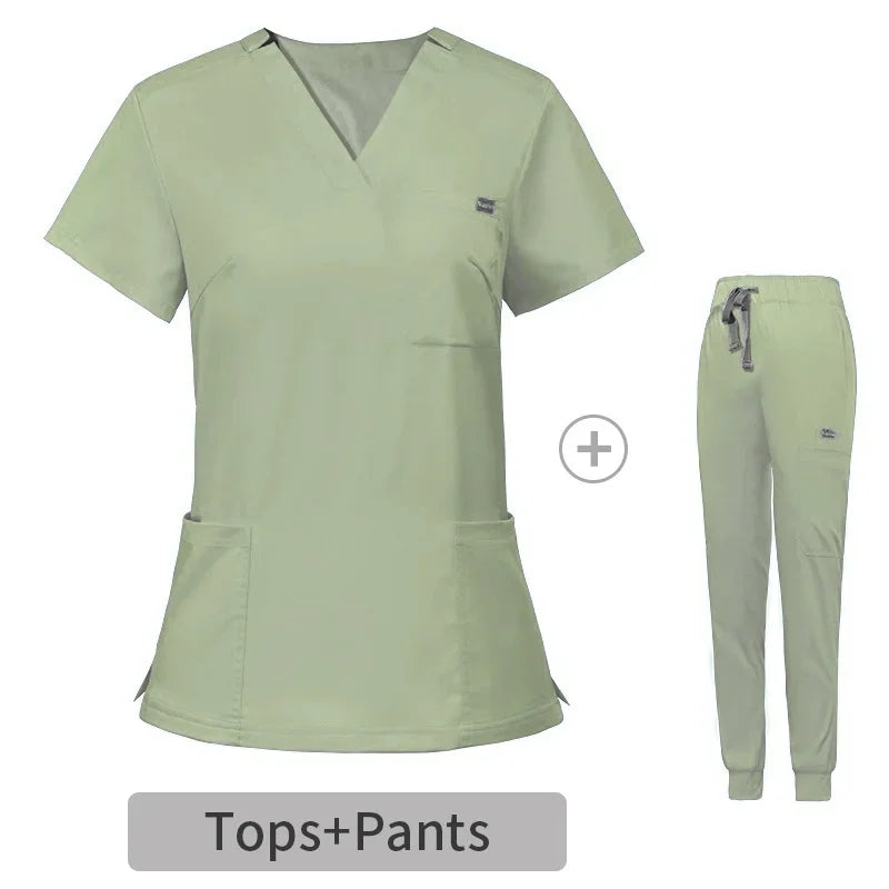 HZMNOI Short Sleeve Nurse Dress Uniform Stylish Female Womens Tie Up Medical Scrubs Nurse Uniform Medical Spa Women Uniforms Badiee Stylez