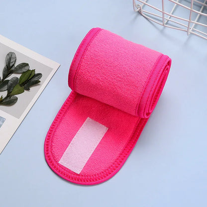 Hot Sale Soft Toweling Headbands for Face Washing Bath Makeup Hair Band for Women Adjustable SPA Headband Cosmetic Headband rose red Size fits all