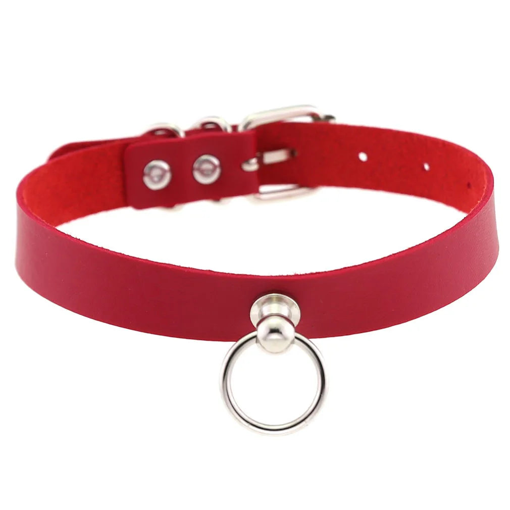 DIEZI Men Harajuku Red PU Leather Necklace Choker Women Ladies Punk Gothic Vintage Statement Collar Pendant Necklace New Jewelry