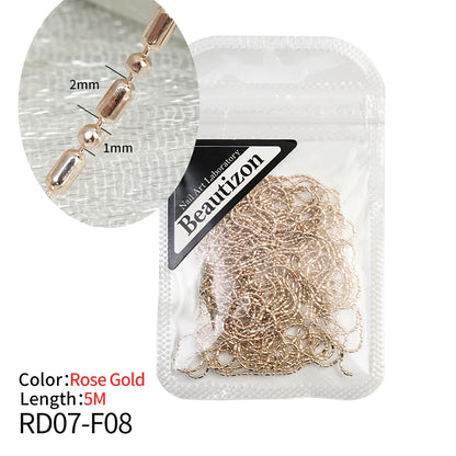 Nail Chain Rhinestone Beads Charms Gold Silver 3D Rhinestone Art Decoration Jewelry Parts Metal Steel Press on Nails Accessories