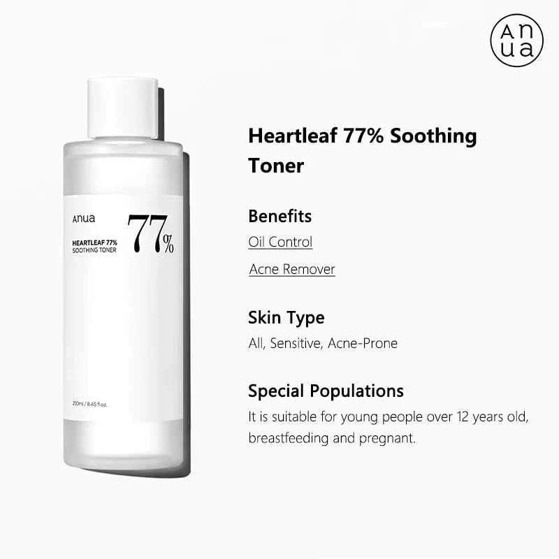 Korean Anua Skin Care Set Heartleaf 77% Toner Deep Cleansing Oil Remove Cosmetic Face Cleanser Skincare Products Original