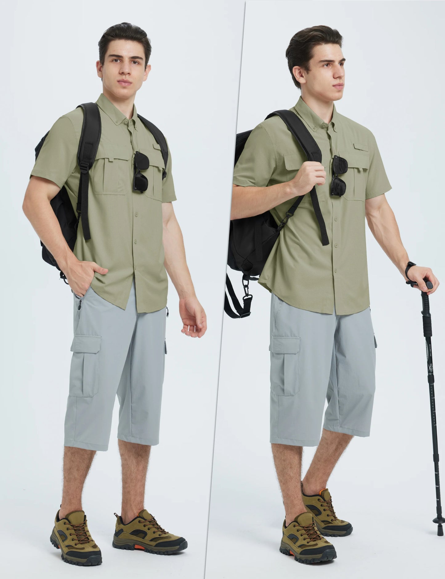 TACVASEN UV Block Fishing Shirts Mens Lightweight Quick Dry Short Sleeve Shirt Breathable Outdoor Hiking Shirt Fishing Shirts