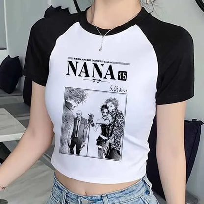 Nana Japanese Short Sleeves Anime Summer Crop Top T Shirt Casual Harajuku T Shirt Top Women Heart Graphic Tees Anime T-shirt 8