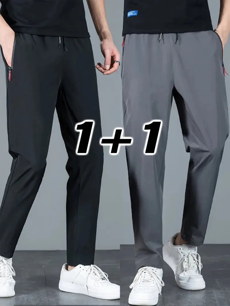 2 Pieces Men's Casual Pants Stretch Elastic Waist Jogger Korean Classic Blue Black Gray Male Brand Trousers Plus Size Badiee Stylez