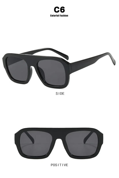 JNPCXI Fashion Square Women Sunglasses Shades UV400 Retro Leopard Tea Candy Color Gradient Men Punk Sun Glasses