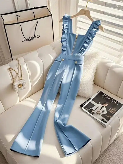 2025 Blue Suspender Jumpsuit Spring New Trendy Popular Beautiful Unique High-End Elegant Goddess Style Pants for Women Badiee Stylez