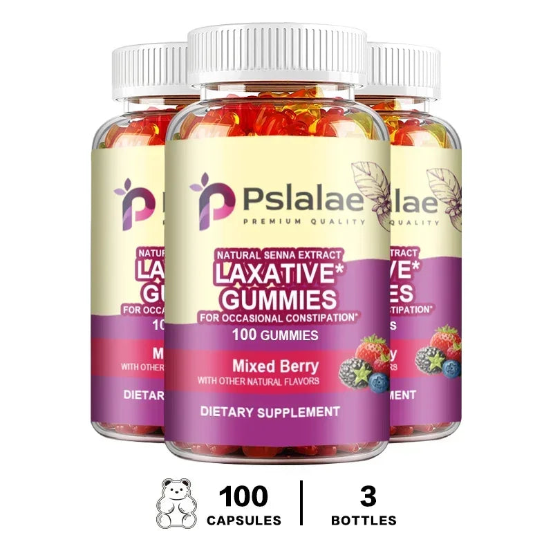 Laxative Gummies - Supports Intestinal Health, Relieves Constipation, Bowel Cleansing and Detoxification, Nutrient Digestion 100 Gummies-3bottles
