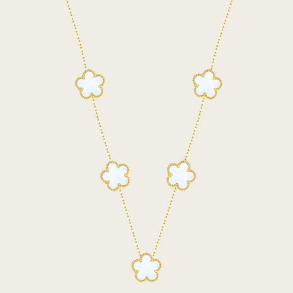 Stainless Steel Sets Earrings Necklace Bracelet Christmas Birthday Gifts Gold Plated Women's Double Sided Flower Elegant Fashion