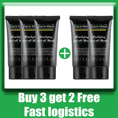 Bamboo Charcoal New Suction Face Deep Cleansing Black Mud Mask Blackhead Remover Peel-Off Mask Easy To Pull 5pcs