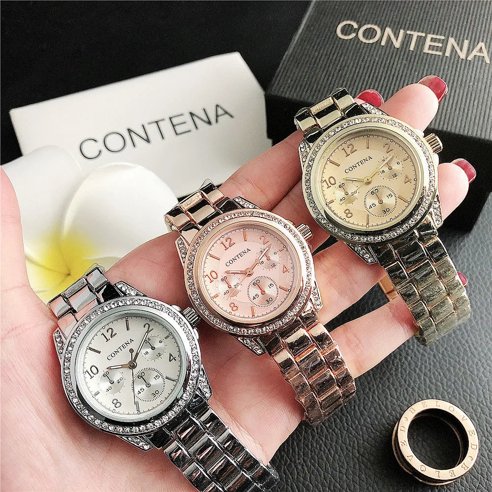 Fashion Diamond Women's Watch Luxury Stainless Steel Ladies Quartz Wristwatch Clock Elegant Dress Female Clock relogio feminino
