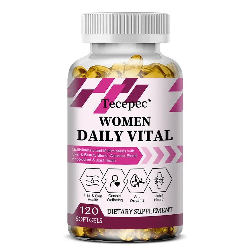 Women's Multivitamin Capsules, Repair Skin, Promote Liver Health, Improve Anemia and Vitamin Deficiency, Boost Energy 120 count-1 bottle