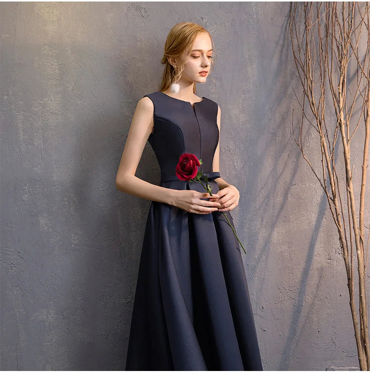 Long Bridesmaid Dress Spring/Summer 2025 New Temperament Satin Bridesmaid Sisters Dress Black Banquet Evening Dress Badiee Stylez