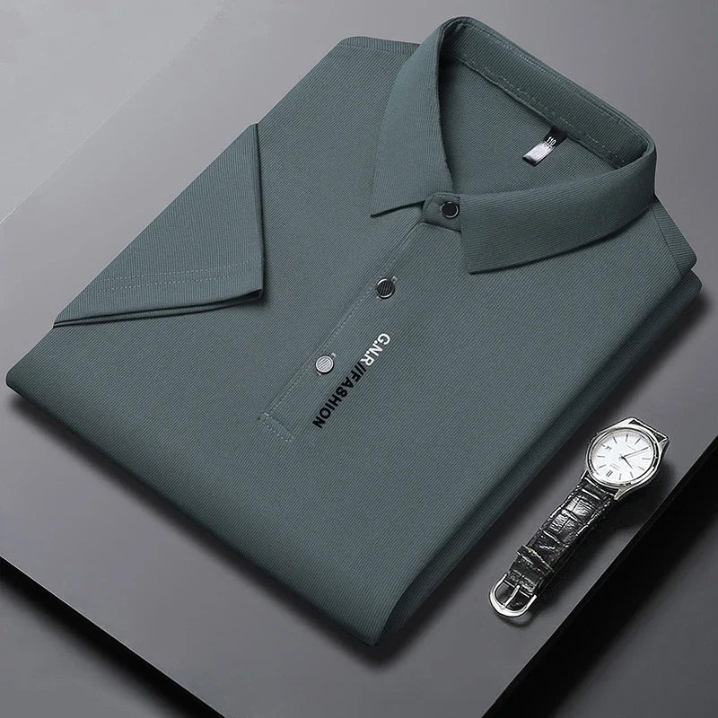 Men's Polo Shirt - Breathable & Comfortable Solid Color Top for Casual Business Style