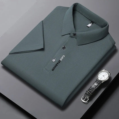 Men's Polo Shirt - Breathable & Comfortable Solid Color Top for Casual Business Style