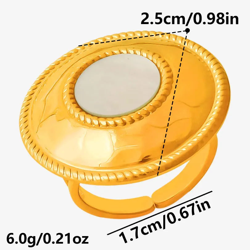 Sea Jewelry Shell Leaf Geometric Round Stainless Steel Rings For Women Men Accessories Open Adjustable Ring Beach Holiday Bagues