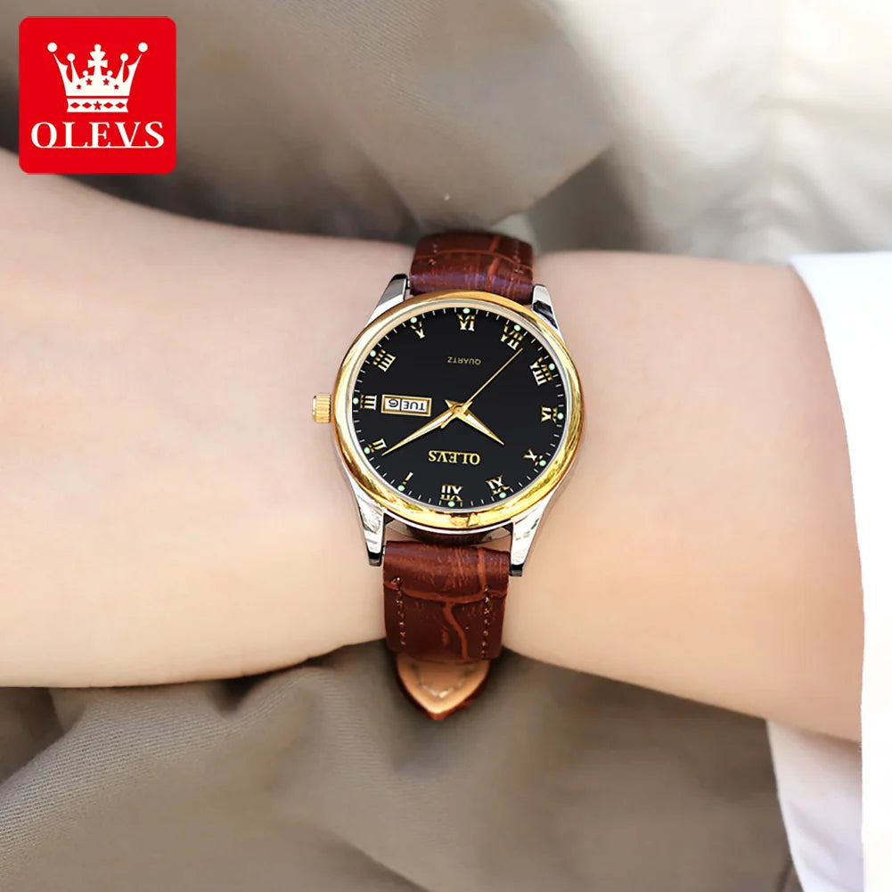 OLEVS Brand Belt Style Double Calendar Quartz Women's Watch 5582