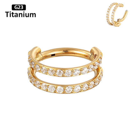 New G23 Titanium Piercing High Quality CZ Nose Ring Earrings 8/10/12mm Body Jewelry 16G ASTM f136 Titanium Nose Septum Piercings Gold Rings 5