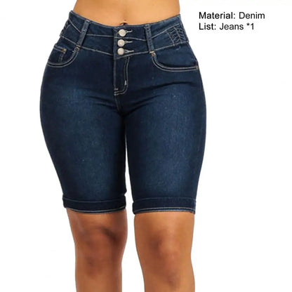 Trendy Denim Shorts Wear-resistant Bodycon Slim Jeans Shorts Mid Rise Soft Women Shorts for School