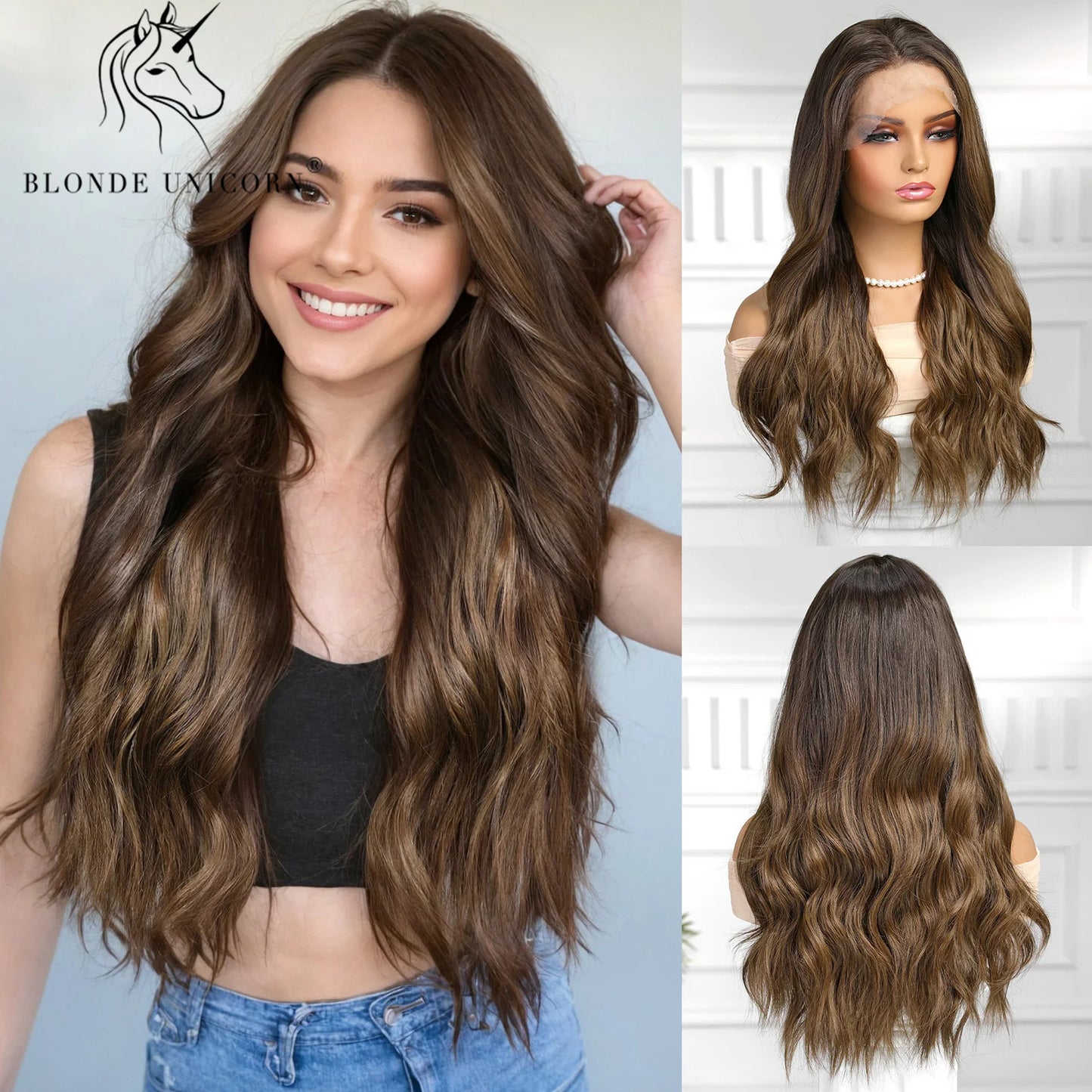 13x6 Lace Front Wig Blonde Wave Synthetic Wigs for Women Daily Party Cosplay Use Heat Resistant Fiber Hair BL66216-1 1pc 150%|CHINA|26inches